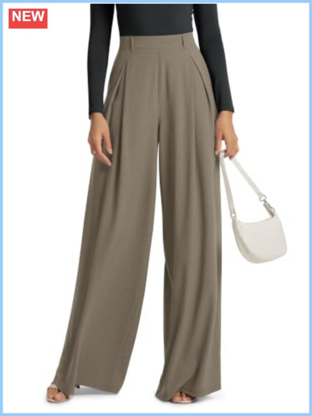 Pleated Extra Wide Leg High Waist Flowy Trousers with Pockets